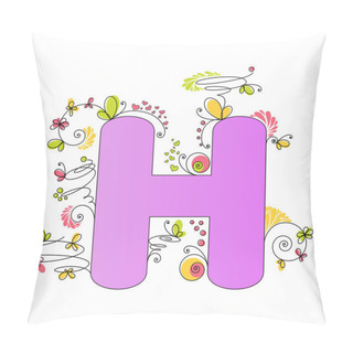 Personality  Colorful Floral Alphabet. Letter H Pillow Covers