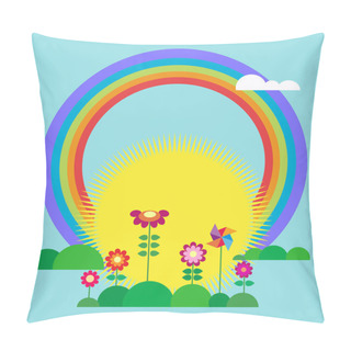 Personality  Rising Sun And Rainbow Pillow Covers