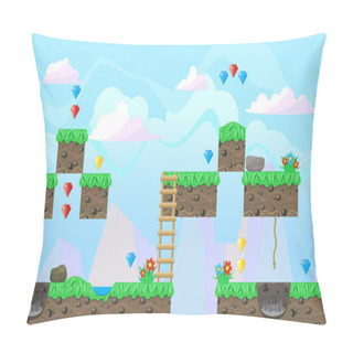 Personality  Seamless Editable Landscape For Platform Game Design Pillow Covers