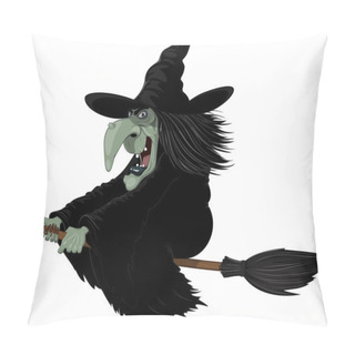 Personality  Illustration: Witch On Broomstick Pillow Covers