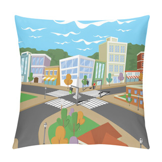 Personality  Colorful Cartoon City Pillow Covers