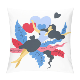 Personality  Woman In Love Isolated Abstract Icon Girl On Bush And Hearts Pillow Covers