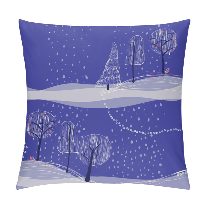 Personality  seamless winter background landscape with trees pillow covers
