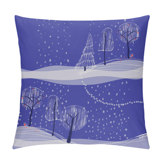 Personality  Seamless Winter Background Landscape With Trees Pillow Covers