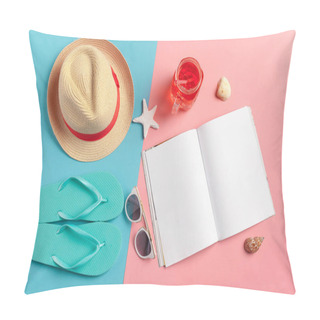 Personality  Close Up Of Diary With White Empty Sheets,  Vacation Concept Pillow Covers