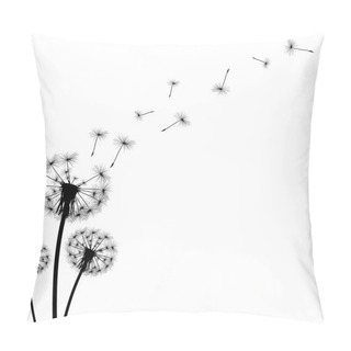 Personality  Black Silhouette With Flying Dandelion Buds Pillow Covers