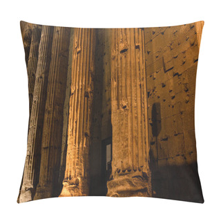 Personality  ROME, ITALY - JUNE 28, 2019: Concrete Wall And Ancient Columns  Pillow Covers