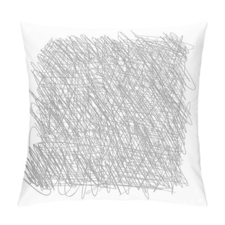 Personality  Pen Tangled Line Square Pattern. Hatched Drawing Sketch Picture. Hand Drawn Vector. Abstract Background. Pillow Covers