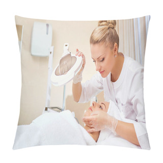 Personality  Cosmetologist Is A Professional With A Patient In The Office Of Pillow Covers