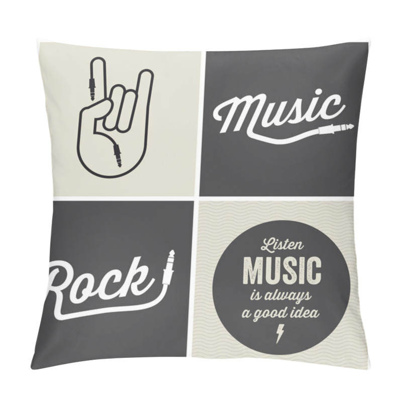 Personality  Logo Music Design Elements With Font Type And Illustration Vector Pillow Covers