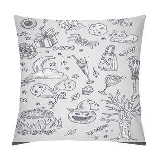 Personality  Various Decorative Elements For Halloween. Vector Illustration Pillow Covers