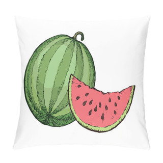 Personality  Watermelon. Vector Drawing Pillow Covers