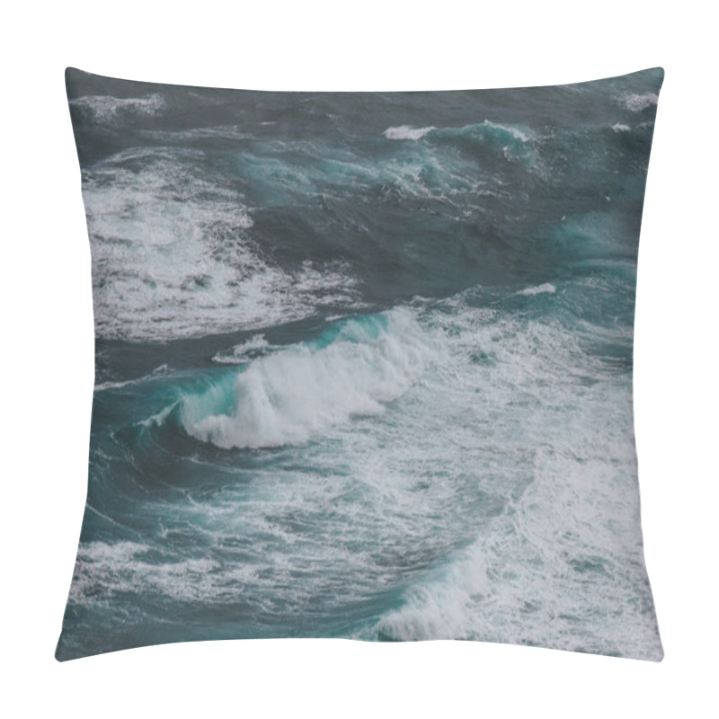 Personality  Scenic Aerial Shot Of Blue Ocean With Foamy Waves For Background Pillow Covers