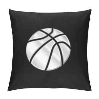 Personality  Ball Of Basketball Silver Plated Metallic Icon Pillow Covers