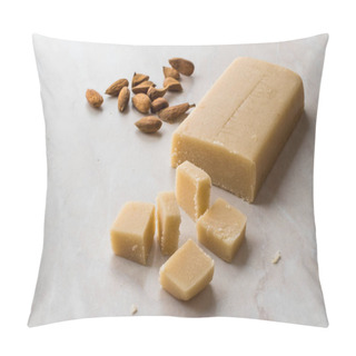 Personality  Homemade Almond Paste Whole Marzipan On Wooden Board. Organic Food. Pillow Covers