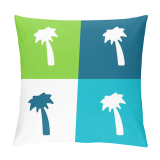 Personality  Black Palm Tree Flat Four Color Minimal Icon Set Pillow Covers