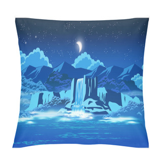 Personality  Picturesque Waterfall At Night Pillow Covers
