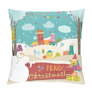 Personality  Little Town In Snowdrifts Pillow Covers