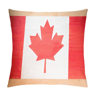 Personality  Top View Of Canadian Flag On Wooden Background Pillow Covers