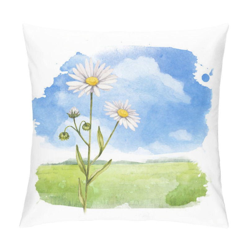 Personality  Watercolor illustration of a summer landscape pillow covers