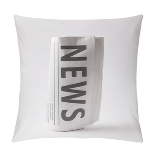 Personality  Rolled Daily Newspaper On White Background Pillow Covers