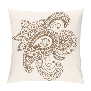Personality  Henna Mehndi Doodles Abstract Floral Paisley Design Elements, Ma Pillow Covers