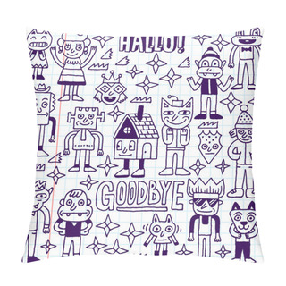 Personality  Funny Wacky Doodle Characters Pillow Covers