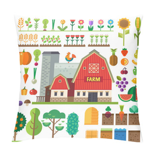 Personality  Farm In Village. Elements For Game Pillow Covers