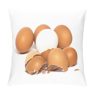 Personality  Fresh Chicken Eggs Isolated On A White Background. Eggs As A Source Of Protein. Pillow Covers