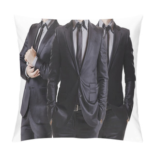 Personality  Close Up Image Of Three Business Men In Black Suit Pillow Covers