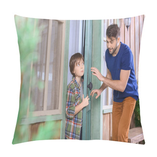 Personality  Father And Son Playing Hide And Seek Pillow Covers