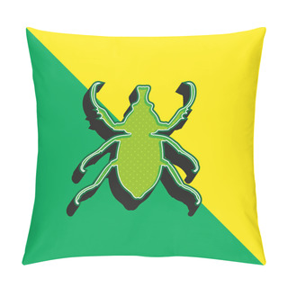 Personality  Animal Longhorned Insect Shape Green And Yellow Modern 3d Vector Icon Logo Pillow Covers