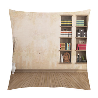Personality  Vintage Room With Bookshelves Pillow Covers