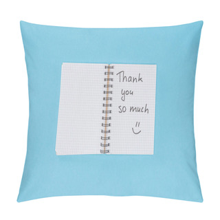 Personality  Notebook With Thank You So Much Lettering Isolated On Blue Background Pillow Covers