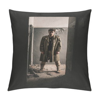 Personality  Handsome Man Standing In Old Room In Chernobyl, Post Apocalyptic Concept Pillow Covers