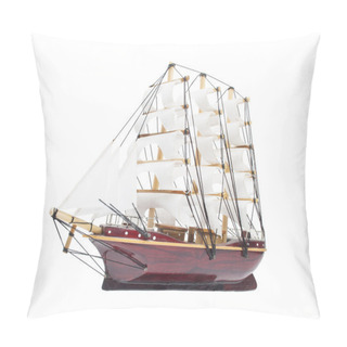 Personality  Sailing Ship Model Isolated On White Background Pillow Covers