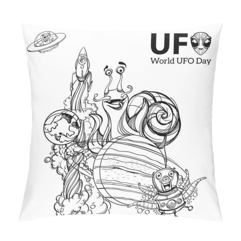 Personality  Cheerful snail on planet Saturn pillow covers