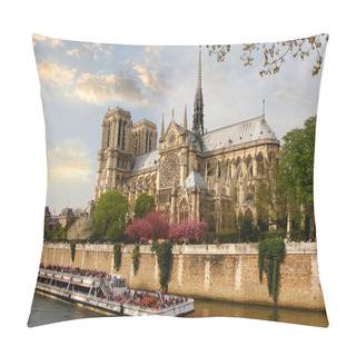 Personality  Paris, Notre Dame With Boat On Seine, France Pillow Covers