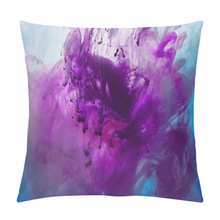 Personality  Close Up View Of Purple And Blue Mixing Paint Swirls Pillow Covers