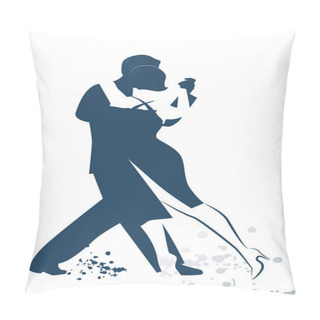 Personality  Couple Dancing Tango Drawn Sketch By Line Isolated On White Background And Ink Spots Pillow Covers