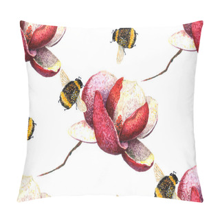 Personality  Magnolia And Bumblebees Pattern Pillow Covers