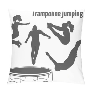 Personality  People Jumping On The Trampoline. Trampoline Icons. Logo Design. Pillow Covers