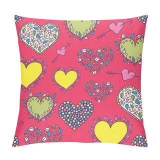 Personality  Pink Cartoon Hearts Seamless Pattern Pillow Covers