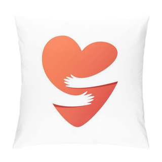 Personality  Vector Illustration Of Hands Hugging Heart Pillow Covers