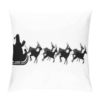 Personality  Black Silhouette Of Santa's Sledge Isolated On White Background. Pillow Covers