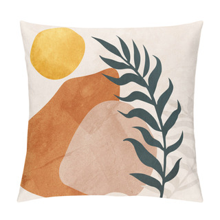 Personality  Botanical Abstract Art, Watercolor, Nature Leaves And Flowers Beige And Brown Tones In Perfect Harmony And Trend To Decorate Your Home Or Office Pillow Covers