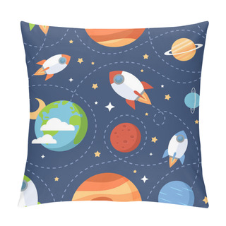 Personality  Seamless Children Cartoon Space Pattern Pillow Covers