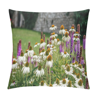 Personality  An Appealing Blend Of White Swan Echinacea Flowers, With Their Distinct Raised Centers, Paired With The Tall Spires Of Purple Lupine Pillow Covers