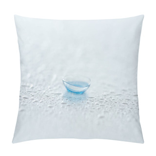 Personality  Close Up View Of Contact Lense On White Background With Water Drops Pillow Covers