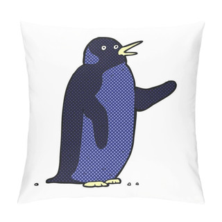 Personality  Retro Comic Book Style Cartoon Penguin Waving Pillow Covers